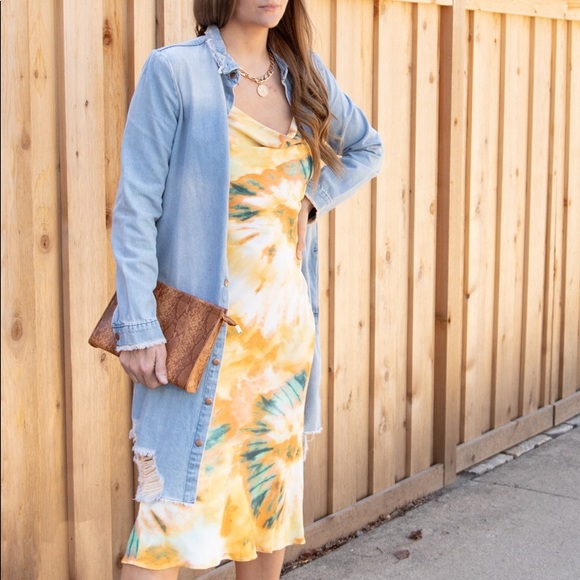 NWT Distressed long denim jacket - Picture 10 of 11